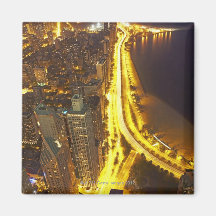 USA, Illinois, Luftaufnahme von Chicago an der Däm Kühlschrankmagnete