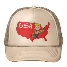 USA-Karten-Cartoon-Kunst Netzmütze