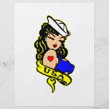 USA-Marinepinup-Mädchen Vollfarbige Flyer