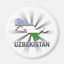 Usbekistan-Flaggen-Karte 2,0 Magnets