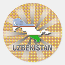 Usbekistan-Flaggen-Karte 2,0 Runde Sticker
