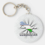 Usbekistan-Flaggen-Karte 2,0 Schlüsselband