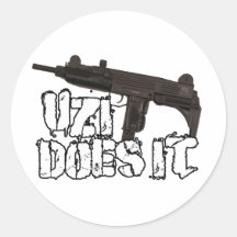 Uzi schießt es T-Shirt des Hemd-| Uzi Runde Sticker