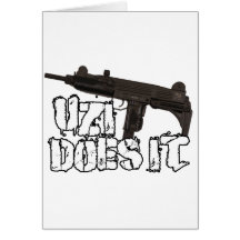 Uzi schießt es T-Shirt des Hemd-| Uzi Grußkarte