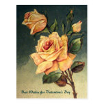 Valentine-gelbe Rosen-Vintage Postkarte
