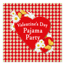 Valentine-Pyjama-Party-Gänseblümchen-Einladung