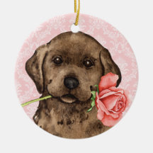 Valentine-Rosen-Schokoladen-Labrador Weihnachtsbaum Ornamente