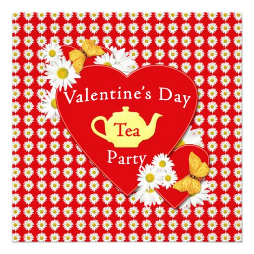 Valentine-Tee-Party-Gänseblümchen-Einladung
