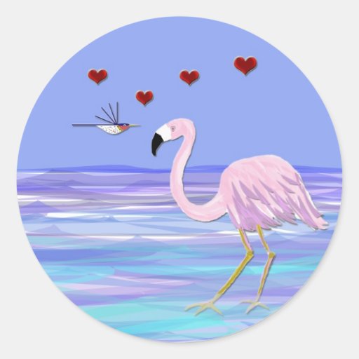 Valentinsgruß-Flamingo-Kolibri Stickers