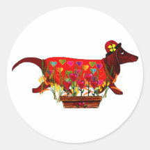 Valentinsgruß Weiner Hund Runder Sticker
