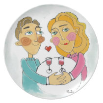 Valentinstag-Geschenk-ursprüngliche Wasser-Farbneu teller