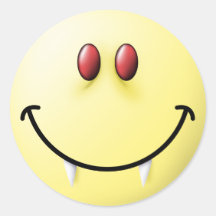 Vampire-Smiley Runde Sticker