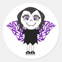 Vampirs-Engels-Mädchen-Stammes- Flügel Runde Sticker