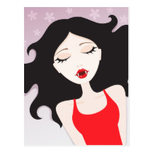 Vampirsmund mit den roten Lippen und Reißzahnpostk