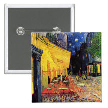 Van Gogh; Café-Terrasse nachts, Vintage feine Kuns Anstecknadelbuttons