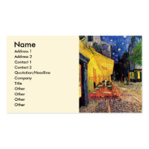 Van Gogh; Café-Terrasse nachts, Vintage feine Kuns Visitenkarten Vorlagen