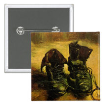 Van Gogh ein Paare Schuhe, Vintage noch Leben-Kuns Anstecknadelbuttons