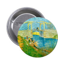 Van Gogh Gemälde Langlois Brige bei Arles Anstecknadelbutton