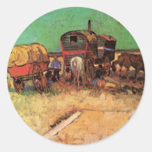 Van Gogh; Lager der Sinti und Roma mit Wohnwagen Runde Aufkleber