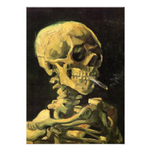 Van Gogh; Schädel mit brennender Zigarette Personalisierte Einladungskarte