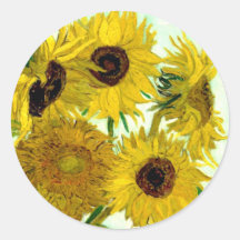 Van Gogh: Sonnenblume-Vintage feine Kunst des Vase Runder Sticker