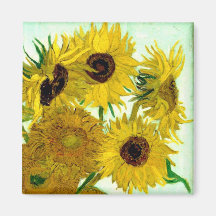 Van Gogh: Sonnenblume-Vintage feine Kunst des Vase Kühlschrankmagnet