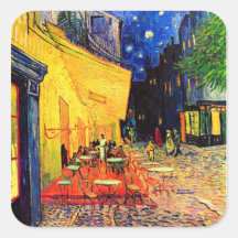 Van- Goghcafé-Terrasse-Vintage feine Kunst Quadratsticker
