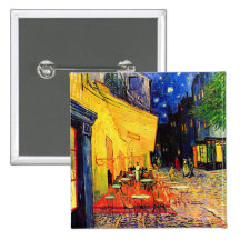 Van- Goghcafé-Terrasse-Vintage feine Kunst Button