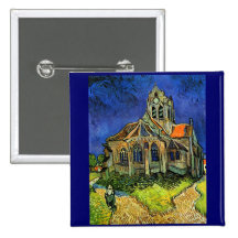 Van- Goghkirche an Auvers Post-Impressionismus Anstecknadelbutton