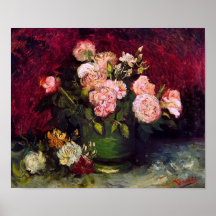 Van- Goghschüssel-Pfingstrosen-und Rosen-feine Kun Plakatdruck