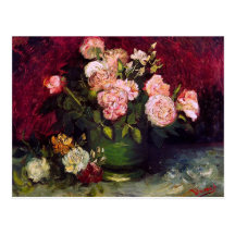 Van- Goghschüssel-Pfingstrosen-und Rosen-feine Kun Postkarten
