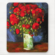 Van- GoghVase mit roter Mohnblumen-Mausunterlage Mousepad