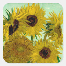 Van- Goghvase mit zwölf Sonnenblumen verurteilen V Quadratsticker