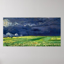 Van- Goghweizen-Feld unter bewölktem Himmel Posterdrucke