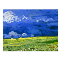 Van- Goghweizen-Feld unter bewölktem Himmel Postkarten