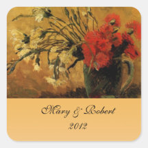 Vase mit den roten und weißen Gartennelken, Vincen Sticker