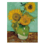 Vase mit drei Sonnenblumen, Vincent van Gogh Postkarte