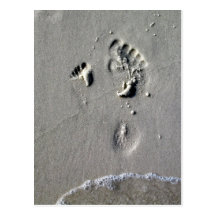 Vater-u. Kinderabdrücke im Sand Postkarten