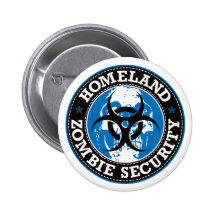 Vaterland-Zombie-Sicherheits-Schädel - Blau Anstecknadelbuttons