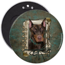 Vatertag - Steintatzen - Dobermann - Rot Anstecknadelbutton