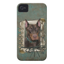 Vatertag - Steintatzen - Dobermann - Rot iPhone 4 Cover