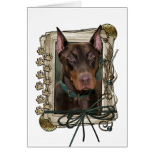 Vatertag - Steintatzen - Dobermann - Rot Grußkarten