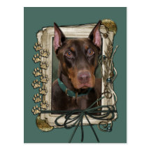 Vatertag - Steintatzen - Dobermann - Rot Postkarte