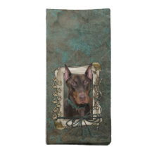 Vatertag - Steintatzen - Dobermann - Rot Stoff Servietten
