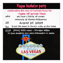 Vegas-Junggeselle-Party-Feier Individuelle Einladungskarte