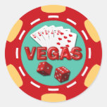VEGAS-POKER-CHIP RUNDE AUFKLEBER