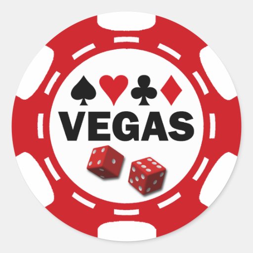 VEGAS-POKER-CHIP RUNDE AUFKLEBER