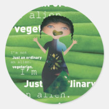 Vegetarier ist kein alien! runder aufkleber