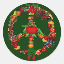 Veggie-Friedenszeichen Runde Sticker