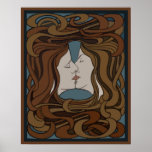 Vektorkunst nouveau zwei Gesichtsküssen Posterdrucke